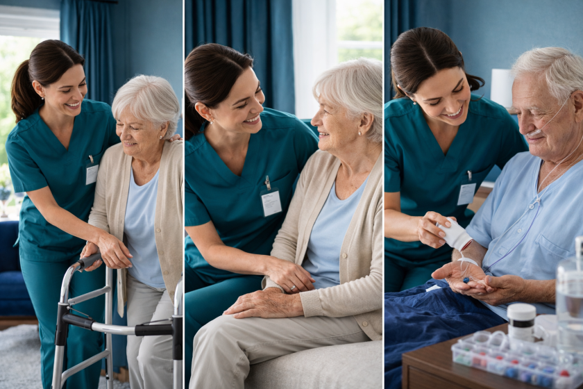 care nurse helping senior